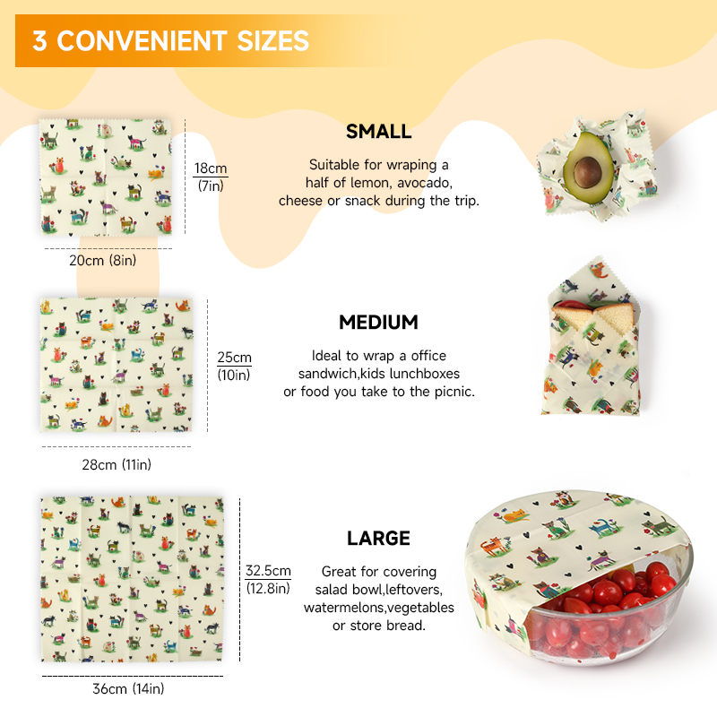 6 Packs (2S. 2M, 2L) Reusable  - đánh giá và giá Beeswax Wrap