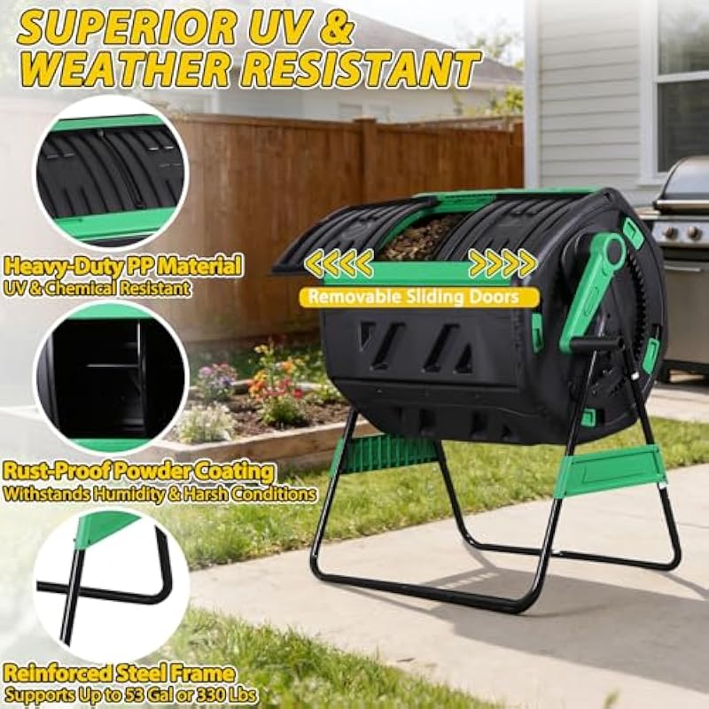 53-Gallon Two-Section Rotating - đánh giá và giá Compost Bin