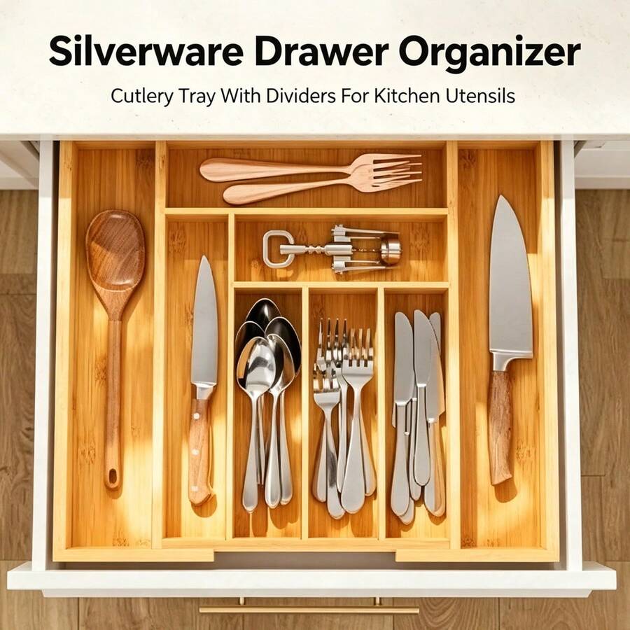 Bamboo Drawer Organizer, Expan - đánh giá và giá Bamboo Cutlery