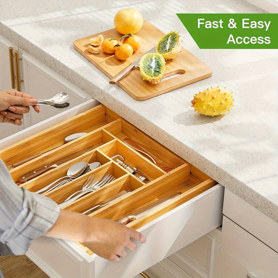 Bamboo Drawer Organizer, Expan - đánh giá và giá Bamboo Cutlery