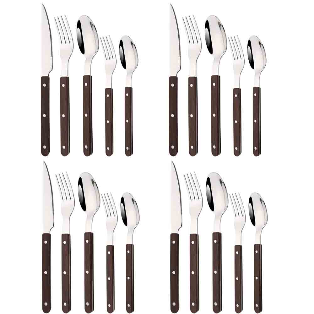5/20Pcs Imitative Wood Silver  - đánh giá và giá Bamboo Cutlery
